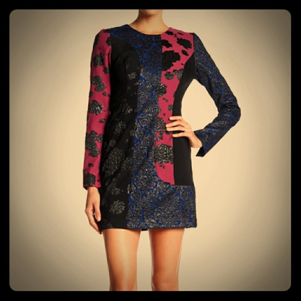 Tracy Reese Black and Pink Long Sleeve Dress